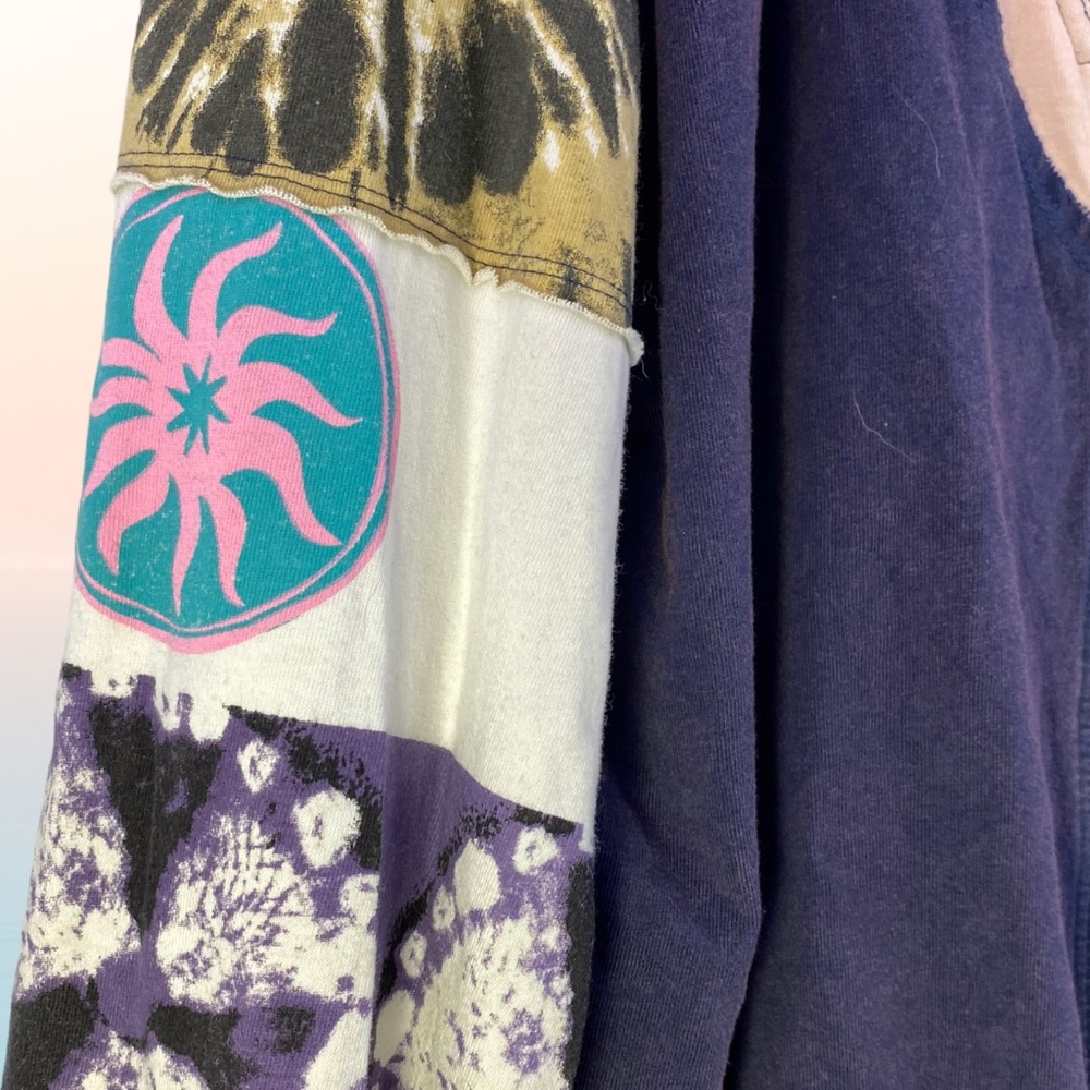SOLD Free People We The Free Marley Cardigan Tee Top Purple Multi Size Large - Picture 4 of 13